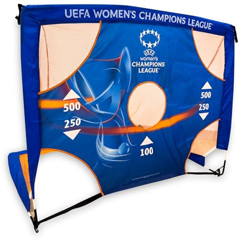 UEFA Porta da calcio pop-up da donna Champions League da 1,2 m, prodotto con licenza ufficiale, attrezzatura da allenamento 2 in 1, design portatile resistente alle intemperie, prodotto con licenza