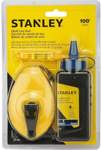 AMK® Chalk Line Set 30m For Reels With On Board Hook Storage Folding Crank Sliding Door Quick Refill