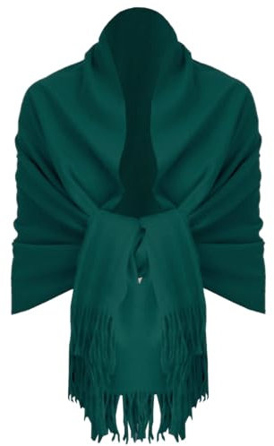 Van Der Rich ® - Eleganter einfarbiger Schal aus Wolle mit Fransen Warm und weich - Damen (Uni Tannen)