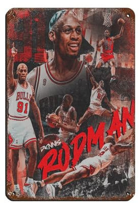 HGEIK Dennis Rodman Poster, Basketball-Stern, Poster, Blechschild, Vintage, Metall, Pub, Club, Café, Bar, Zuhause, Wandkunst, Dekoration, Poster, Retro, 20 x 30 cm