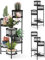 COSTWAY Porta Piante da Interno Pieghevole, Scaffale per Piante e Fiori in Metallo a 6 Livelli,Porta Vasi Salvaspazio da Balcone e Salotto, 41 x 39 x 82 cm (Nero)