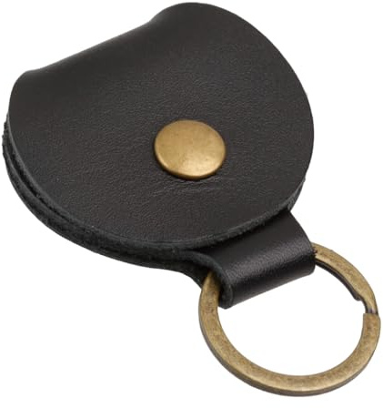 Harts Pochette en cuir véritable noir avec un jeton de chariot de votre sélection Fob Keychain Pouch Porte-clés Porte-clés