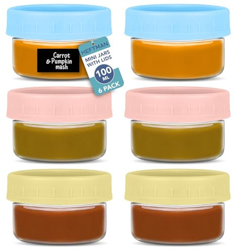 HEFTMAN Lot de 3 petits pots de petit-déjeuner avec couvercles - 100 ml - Pour boîte à déjeuner, aliments pour bébés, sauces