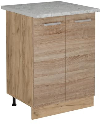 Vicco Küchenunterschrank R-Line, Küchenkommode, Sonoma, 60 cm AP Marmor
