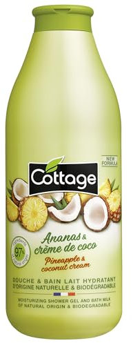 Cottage Pineapple & Coconut 2 in 1 Shower & Bath Milk Body Wash with Natural Ingredients, Vitamin E & C for Softer, Smoother & Moisturising Skin | pH Neutral Body Cleanser Shower gel for Women, 750ml