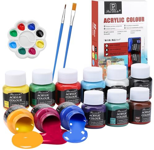 Hcunbsu Set di colori per porcellana, 12 x 25 ml, colore per vetro, lavabile in lavastoviglie, colori in ceramica con 2 pennelli, vetro e ceramica, ideale per tazze, ceramica, vetro