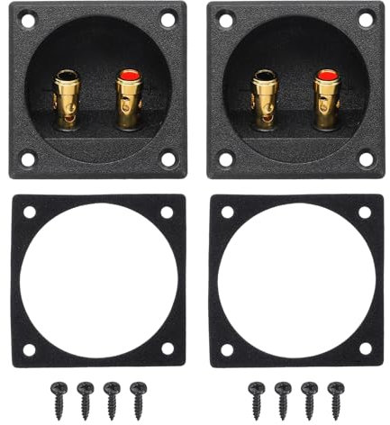 sourcing map 2Pcs 2 Inch Speaker Box Terminal Cup, 2-Way Subwoofer Plug Connector Double Binding Posts Spring Loaded Jack for Car Stereo Speaker Wire Sub Box