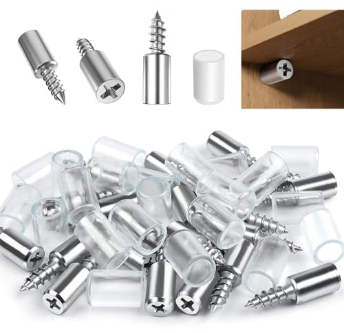 40 Stück Regalbodenträger mit Gummischutz, Selbstschneidende Fachbodenträger für Einlegeböden, Metall Regalhalter für Schrank, Regale, Stabile Halterung für Schrankböden, Zubehör für Möbelmontage