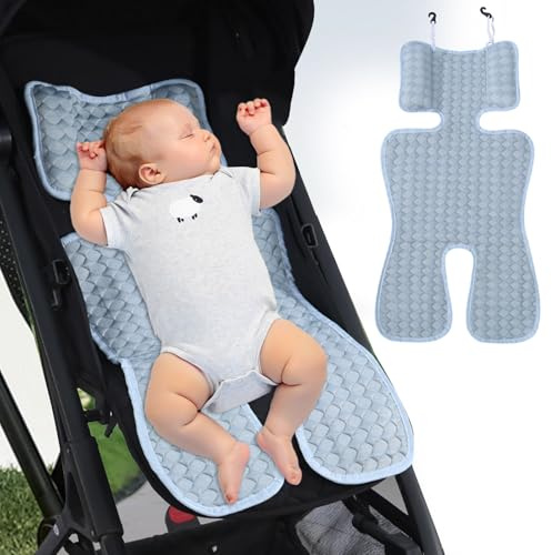 Kühlmatte Kinderwagen Babyschale Hitzeschutz Kindersitz Kühlung Auto, Autositz Kühlpad für Babys, Sommer Atmungsaktive Sitzeinlage für Kinderwagen, Kühlt Schützt den Sitzbezug vor Flecken (Dunkelblau)