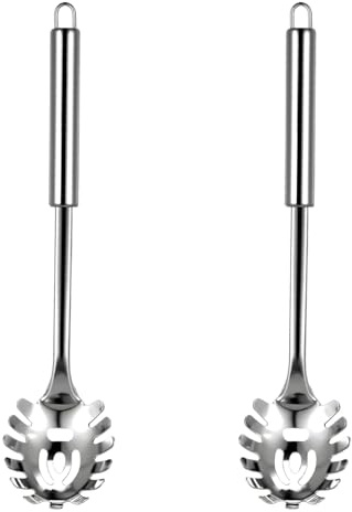 Cuchara de espagueti, cuchara de pasta, cortador de espaguetis, servidor de pasta de acero inoxidable duradero, servidor de tenedor de pasta, resistente al calor, 30 cm
