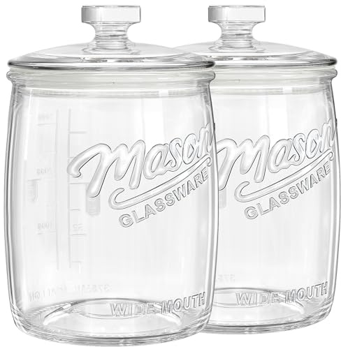 Absovetu Cookie Jars with Lids 3.5 Litre, 2 Pack Large Glass Sweet Jars | Biscuit Jar, Wide Mouth Mason Jars, Glass Storage Jars, For Cereal Flour Pasta Coffee Beans Laundry Pods, Storage Container
