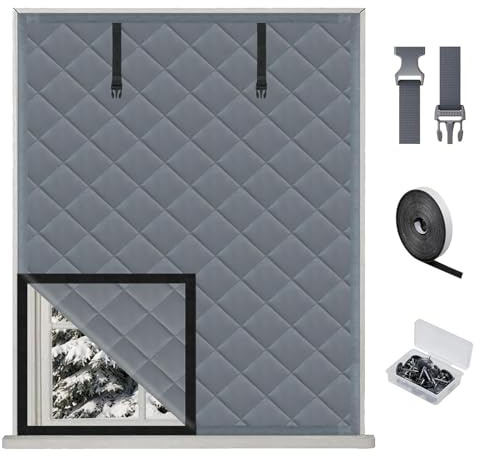 Fenster Wärmeschutz-Set Thermo Vorhang Gegen Kälte Isolierfolie Thermovorhang 50/60/90/110/130/150/180/200cm Hitzeschutz Thermo Cover Fenster Winters(Grau,80x90cm)