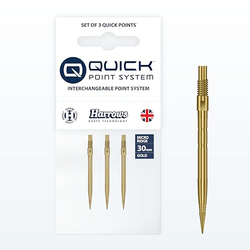 Harrows Micro Grip Quick Points – Precision CNC-Milled Dart Points with Enhanced Finger Grip & No-Break Design – Fast Swap Quick Point System