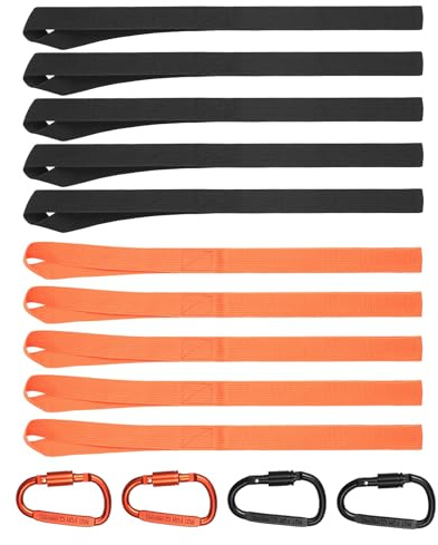 10 Stück Zurrschlaufen, 25mm x 20cm Gurtschlaufen Schlingen, Nylon Doppelschlaufen Gurt, Spanngurte Schlaufe für Auto Camping Motorrad Transportsicherung mit 4 Stück Schraubkarabiner