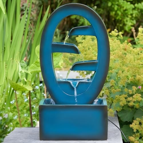 Solar Water Fountain - 50cm Resin Cascade Fountain - Garden Water Feature | Outdoor Solar-Powered Cascading Water Feature, Garden Fountain For Patio Decorations, Outdoor Centrepieces & Gifting