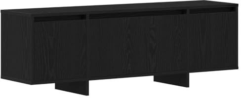 SYDE Mobile TV 120 x 30 x 40,5 cm, rovere nero | Legno compensato, ante a filo, per DVD e console, stile minimalista