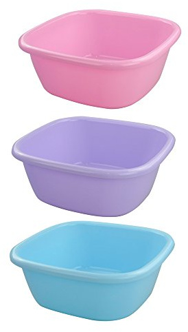 Doryh 12 Quart Plastic Square Washbasin, Set of 3