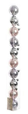 10 Weihnachtskugeln Kunststoff 6cm Hellrosa Flieder Silber Mix glänzend 60mm