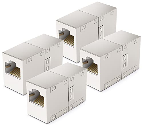 deleyCON 4 Stück RJ45 Kupplung (1000 Mbit) Gigabit LAN Kabel Verlängerung Netzwerkkabel Ethernet Adapter Verbinder Kompatibel zu Cat8, Cat7, Cat6, Cat5 Patchkabel LAN DSL POE 2X RJ45 Buchse