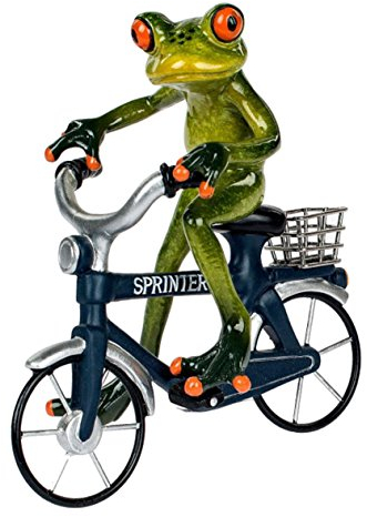 formano Dekofigur lustiger Frosch auf einem Fahrrad, grün blau, 16x17 cm