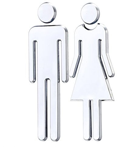 WINOMO Signe De Toilettes Autocollant Mural Amovible En Acrylique Pour Wc Homme Femme Décoration Pratique Et Facile À Installer Pour Toilettes Publiques Et Privées