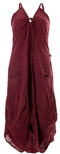 Vishes - Alternative Bekleidung - Lagenlook Ballonkleid mit verstellbaren Trägern dunkelrot 32-34