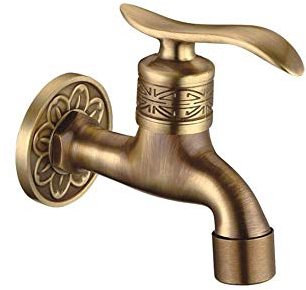Nostalgie Messing Waschtischarmatur für Bad - Antik einhebelmischer Wasserhahn 1/2 Zoll Waschtisch Wandhalterung Einlochmontage Wannenarmatur normal für Küche Badezimmer Toilette Balkon,Kurz