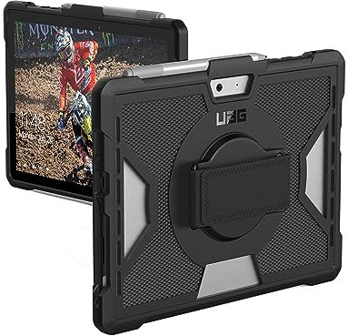 URBAN ARMOR GEAR UAG Microsoft Surface Go 4 / Surface Go 3 / Surface Go 2 / Surface Go Case [10.5-inch Screen] w/Hand Strap Outback Feather-Light Rugged Military Drop Tested Cover, Black