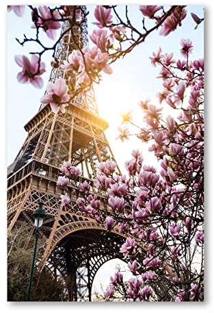 Postereck - 2534 - Eiffelturm, Paris Frankreich Magnolie Baum Park - Wandposter Fotoposter Bilder Wandbild Wandbilder - Poster - DIN A4-21,0 cm x 29,7 cm