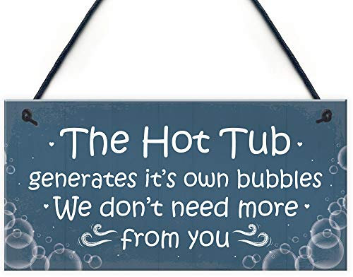 RED OCEAN Funny Novelty Hot Tub Sign Garden Plaque Home Decor Hanging Shed Door Sign Friendship Gifts
