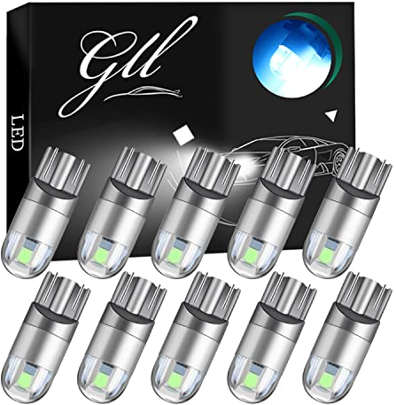 GLL T10 LED Bulbs, Ice Blue 501 W5W LED Bulbs 3030 2 SMD 120 Lumens for Car Dome Lights Side Lights License Lights Trunk Lights