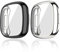 MJRom Hülle Kompatibel mit Fitbit Versa 3/Sense Schutzhülle, [2 Stücke] Vollständige Abdeckung Weiche TPU Cover Case Schutzfolie für Sense/Versa 3 Smartwatch (Schwarz+Silber)