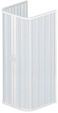 Cabine de douche 80 x 100 x 80 modèle Dora à 3 côtés réductibles double porte avec ouverture centrale à soufflet en PVC de couleur blanche