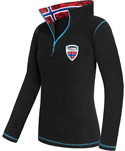 Nebulus Damen Pullover NARDY, Warmer Fleecepullover, Pulli aus Fleece mit Half Zip Reißverschluss, schwarz - XL/42