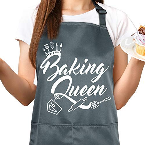 SOSPIRO Lustige Backschürzen für Frauen, Küchenschürze mit 2 Taschen, verstellbare Kochschürze für Bäcker, Kochen, Muttertag, Weihnachten, Geburtstag, Geschenk für Mutter, Frau, Freundin, Oma, Farbe1,