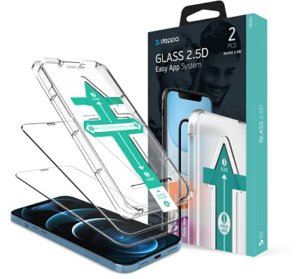 Deppa Vetro Temperato per iPhone 12/12 Pro (6.1') a Copertura Totale, Pellicola con Kit per Installazione Facile – Vetrino, Protezione, Proteggi, Schermo, 2 Pezzi