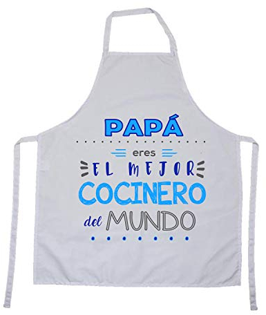 Kembilove Delantal cocina hombre – Regalos personalizados – Delantal con Mensaje Papá eres el mejor cocinero del Mundo – Regalo original hombre – Regalos originales para hombre