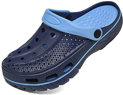 Unisex Clogs Pantoletten Sommer Hausschuhe Strand Sandalen Gartenschuhe mit Fußbett aus Weichem, Blau, 40/41 EU (270)