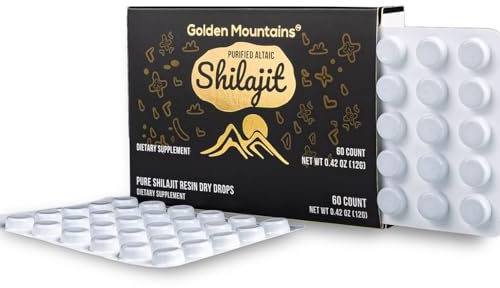 Pure Shilajit Dry Drops aus dem Sibirischen Grünen Altai Goldene Berge – 60 stück (200 mg) Authentische Spurenelemente auf Pflanzenbasis & Fulvosäure