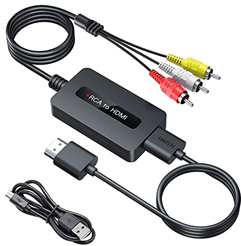 SUNNATCH RCA-zu-HDMI-Konverterkabel mit HDMI- und RCA-Kabeln, RCA-HDMI-Adapter, Composite-CVBS-AV-zu-HDMI-Konverter, RCA-In-HDMI-Out-Konverter, Full HD 720P/1080P-Ausgangsschalter