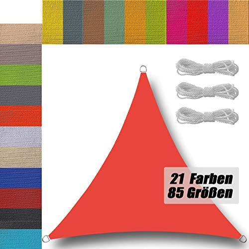 Vela de Sombra Exterior terraza PES Cuerdas de 2 m protección UV toldos Baratos para Exterior terraza Jardin pergola Trasero 3x3x3m Rectangular Rojo