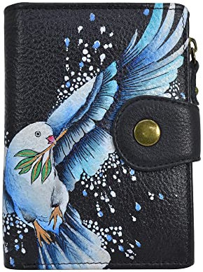 Anna by Anuschka Damengeldbörse aus echtem Leder, handbemalt, Frieden und Liebe, Einheitsgröße, Damengeldbörse aus echtem Leder, handbemalt