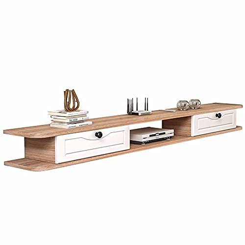 Wall Mounted TV Cabinet, Matte Wood Multimedia Storage Shelf, Wall-Mounted TV Unit DVD/Blu-Ray Player Satellite TV Box Cable Box/A / 150cm