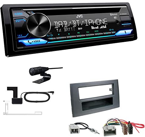 JVC KD-DB922BT 1-DIN Autoradio CD-Receiver Bluetooth DAB+ Digital Radio Einbauset passend für Volvo XC90 2002-2014 anthrazit