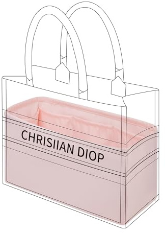 DGAZ Taschen Organizer Einsatz, Seide Taschenorganizer für Dior Book Tote Mini/S/M/L Tasche, Seidige Berührung Bag in Bag Organizer (Rosa, Large)