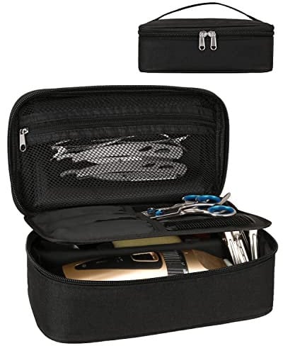 Meiiy Barber Tool Bag, Hair Clipper Bag Hair Cutting Scissors Storage Bag Shaving Kits Haircut Accessories Organizer Bag Gift for Women (Black)