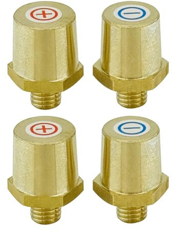 Ampper 3/8-16 Thread Male Brass Side Post Battery Charging Post Terminals, Standard Side Post 3/8 Battery Post Adapter (+/-) Compatible with GM Post, Pack of 4