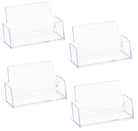Anseom Acryl Visitenkarten Aufsteller, 4 Stück Desktop Visitenkarten Aufsteller Acryl Visitenkartenhalter Display Transparent Kartenhalter für Büro Sammlung Veranstalter