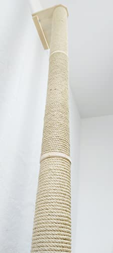 CapriCorner Wand Kletter Stamm mit Plattform, 180 cm Höhe - Katzenfreude bis unter die Decke - Kratzsäule für Katzen (180 cm, Braun)