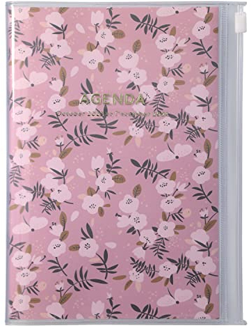MARK'S 2023/2024 Taschenkalender B6 vertikal, Flower Pattern, Pink
